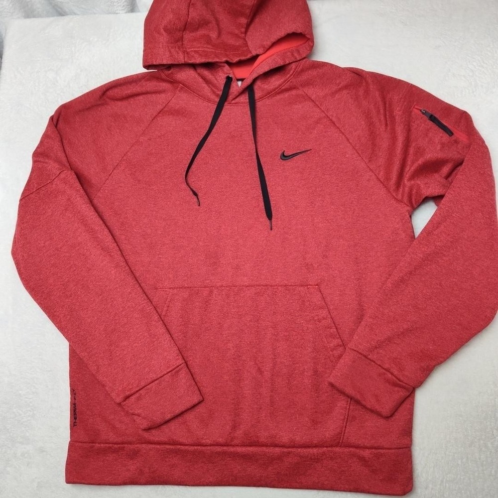 Nike Hoodie Mens L Red‎ Pullover Therma-FIT Fleece Hooded Pockets DQ4834